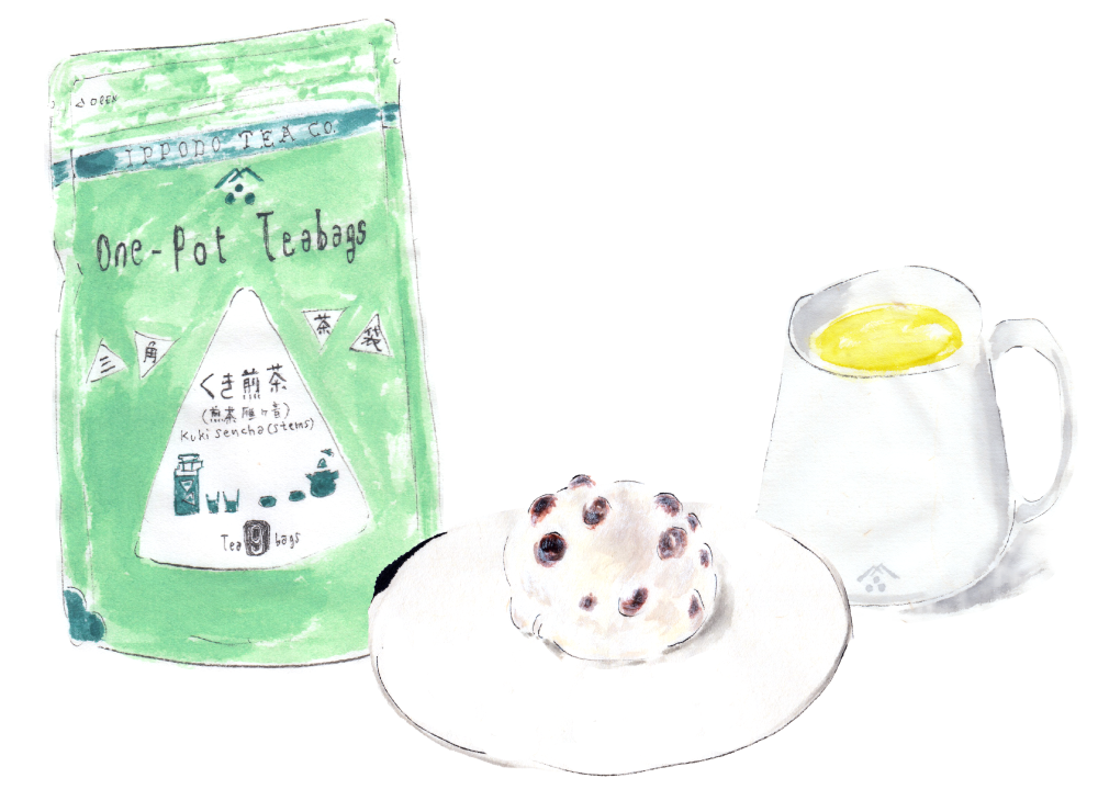 Mame daifuku with One-Pot Teabag Kuki Sencha