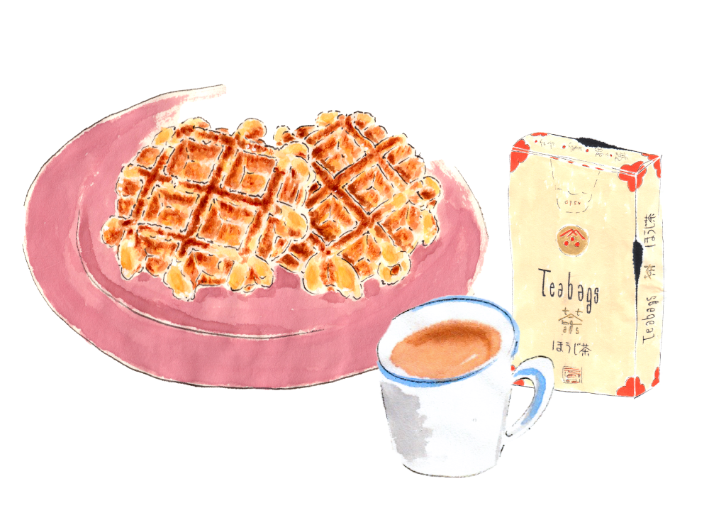 Waffles with Hojicha