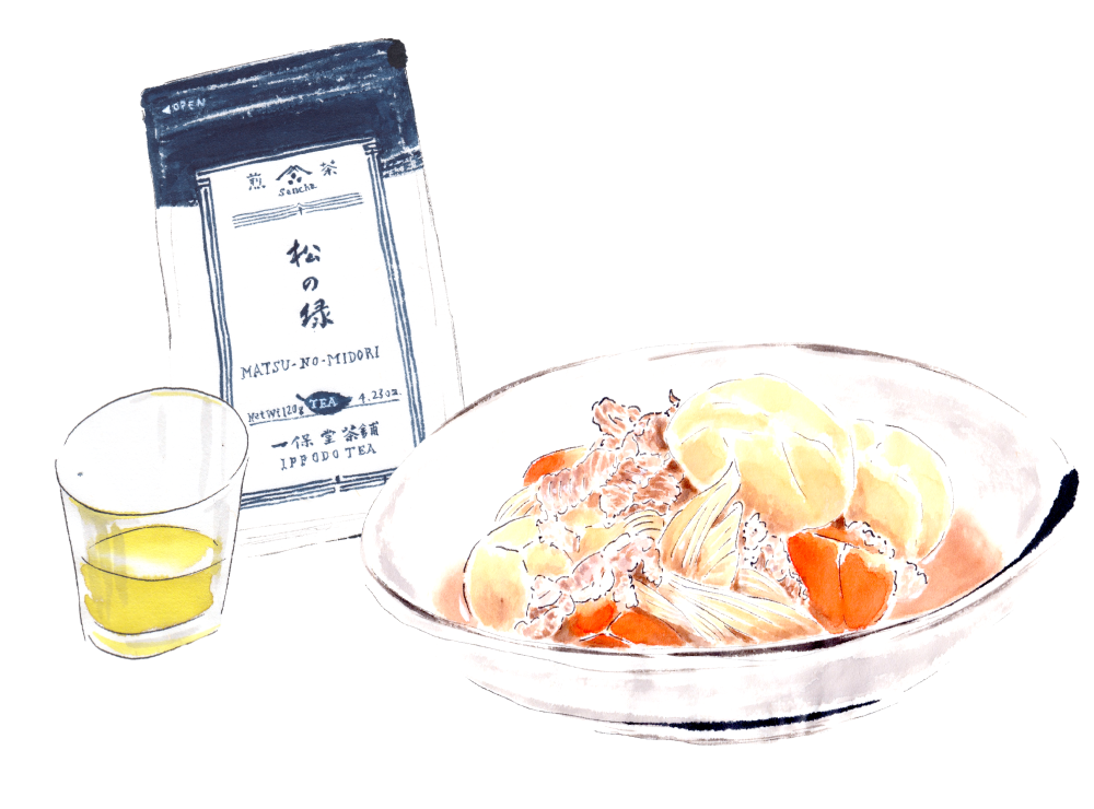 <em>Nikujaga</em> with iced Sencha