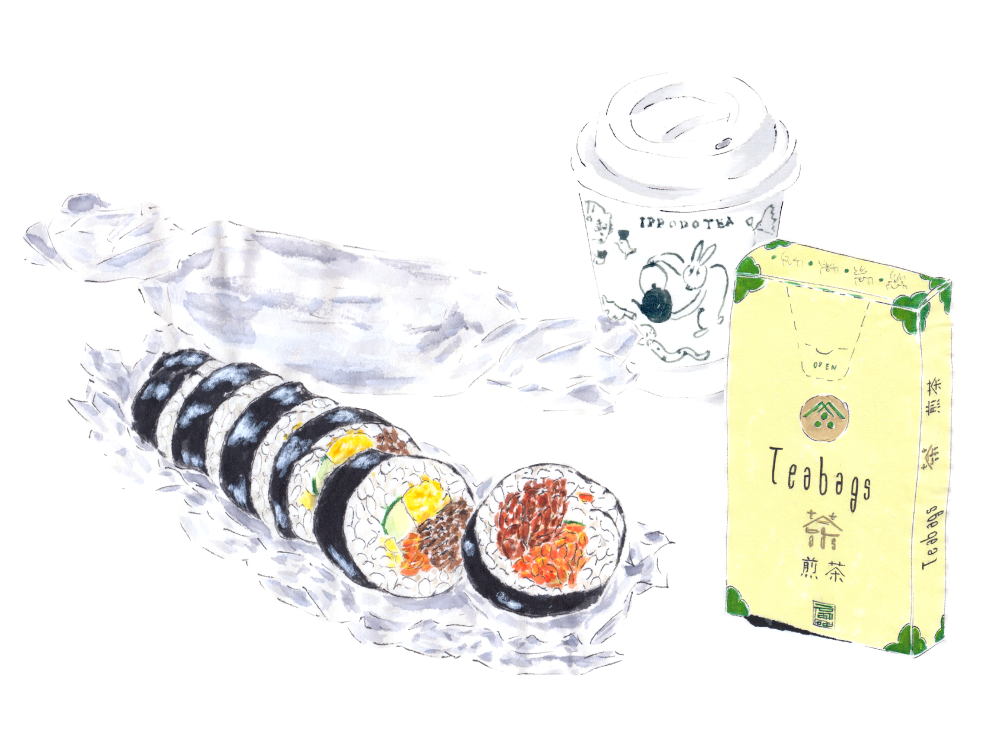 Gimbap with One-Cup <br> Teabag Sencha