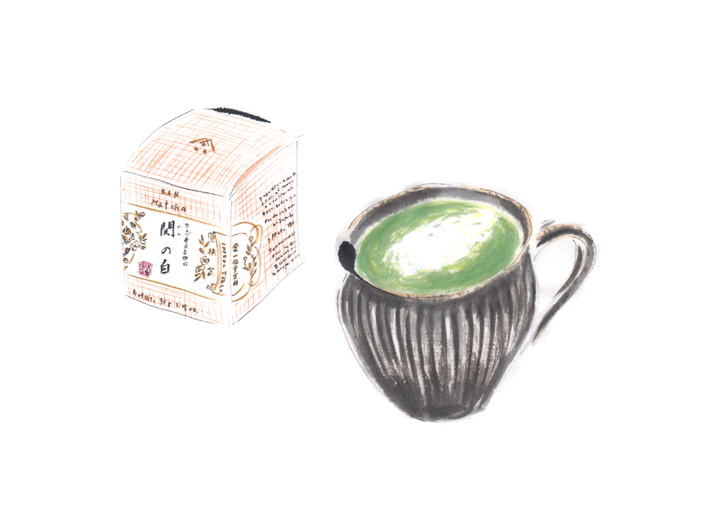 Preparing matcha latte with Kan-no-shiro