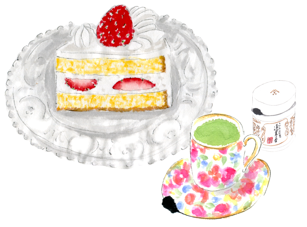 Shortcake with Horai-no-mukashi Matcha