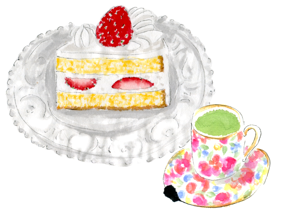 Shortcake with Sayaka-no-mukashi Matcha