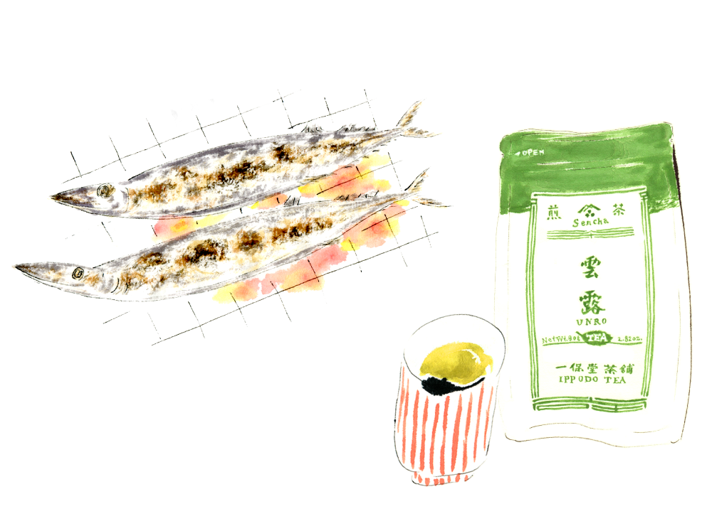 Grilled fish with Unro Sencha