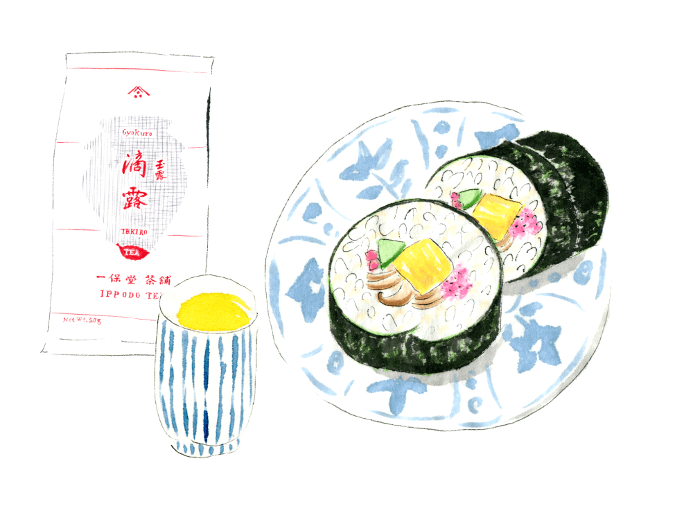 Sushi roll with Tekiro Gyokuro