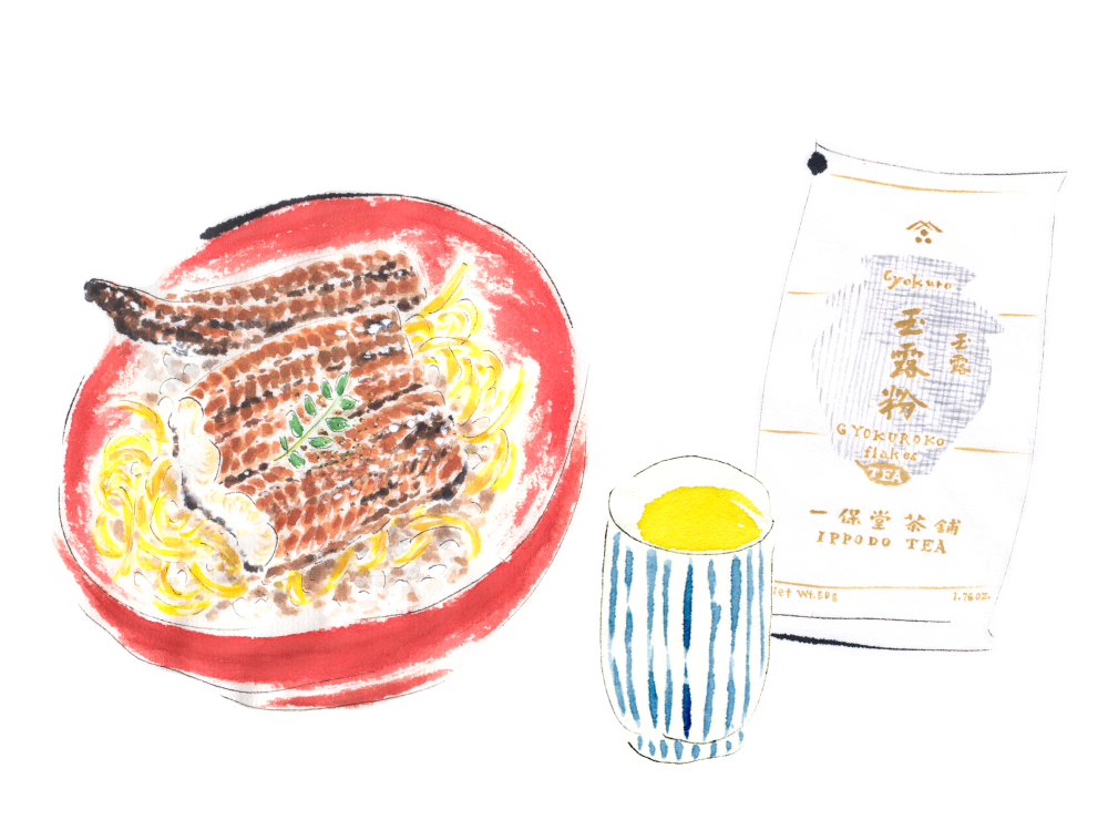 Barbecued eel on rice<br> with Gyokuro-ko