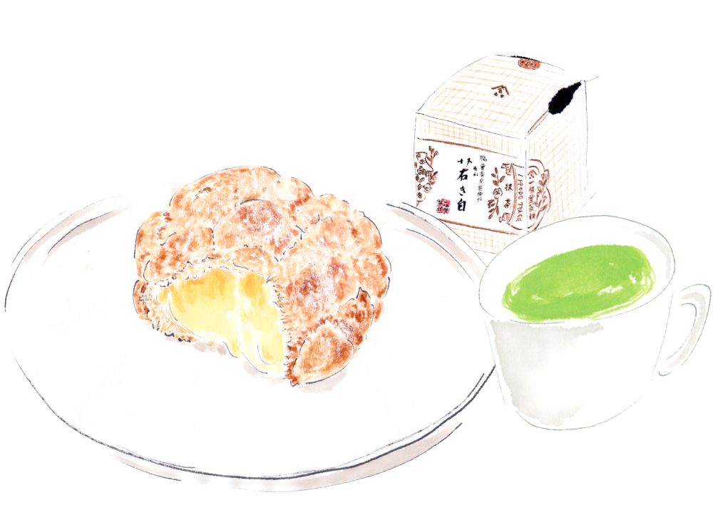 Cream puffs with Wakaki-shiro matcha