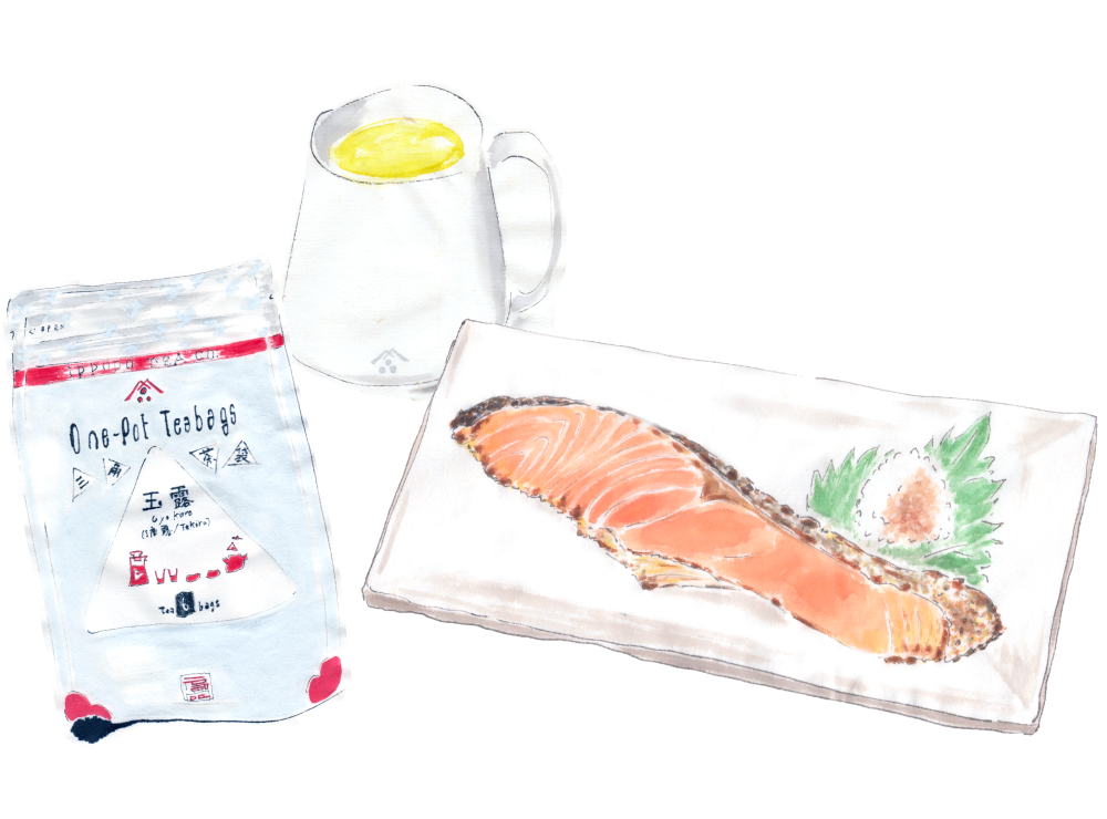 Grilled salmon with One-Pot Teabag Gyokuro