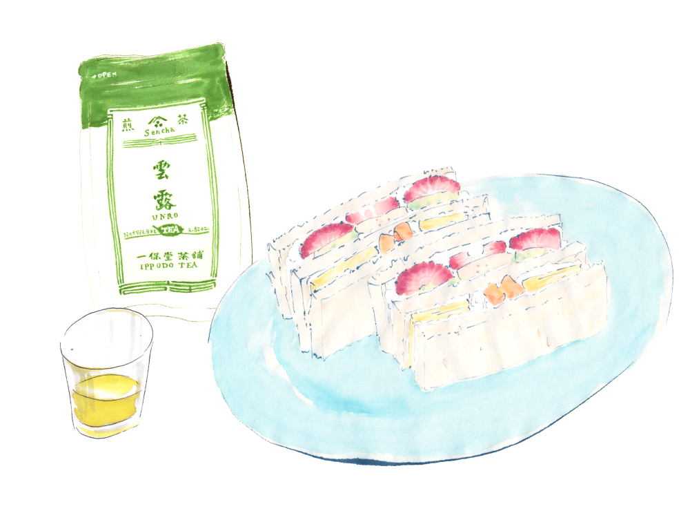 Fruit sandwiches with chilled Unro Sencha