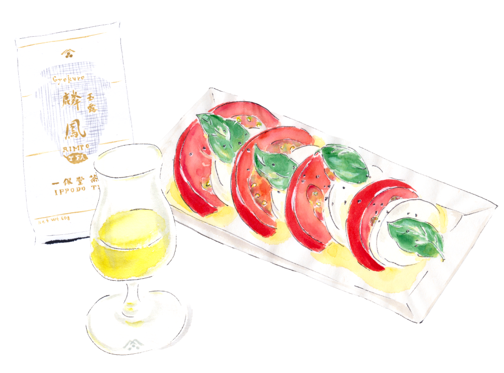 Caprese salad with<br>cold-brewed Rimpo Gyokuro