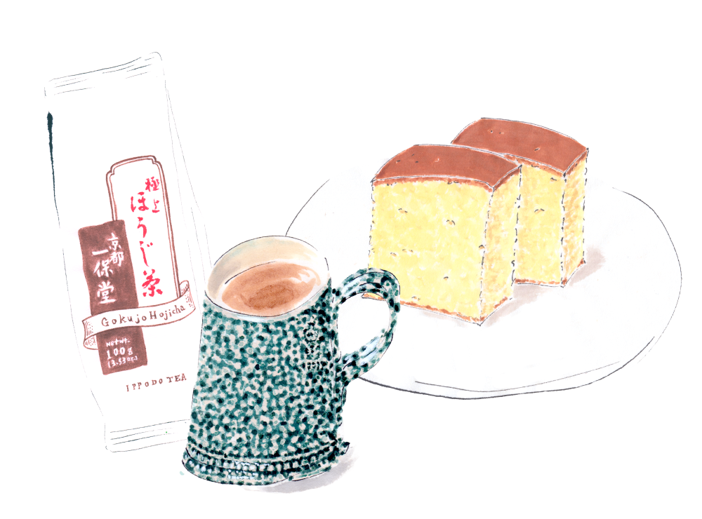 Japanese castella with<br>Gokujo Hojicha