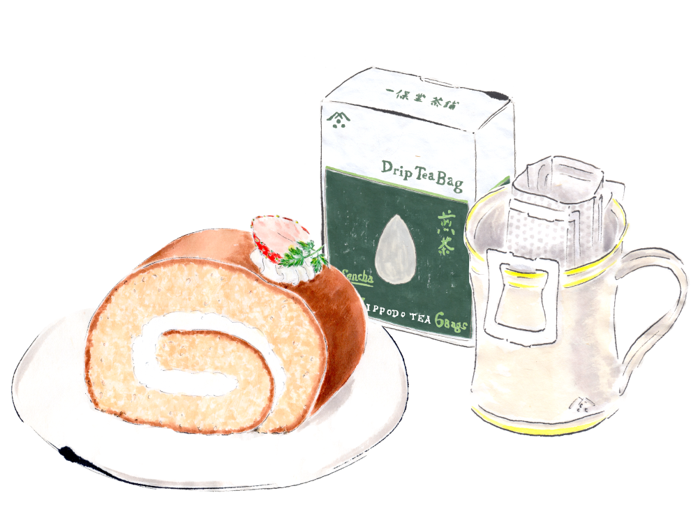 Swiss roll with Drip Tea Bag Sencha